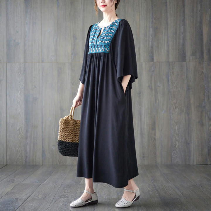 Buddha Stones刺繍入りノッチラッフルヘムミディドレス（ポケット付き） - image 24