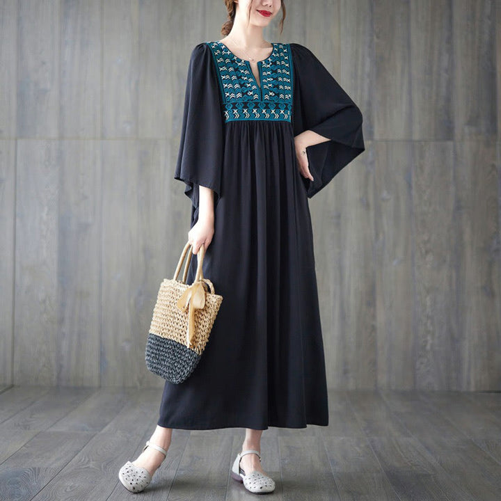 Buddha Stones刺繍入りノッチラッフルヘムミディドレス（ポケット付き） - image 26