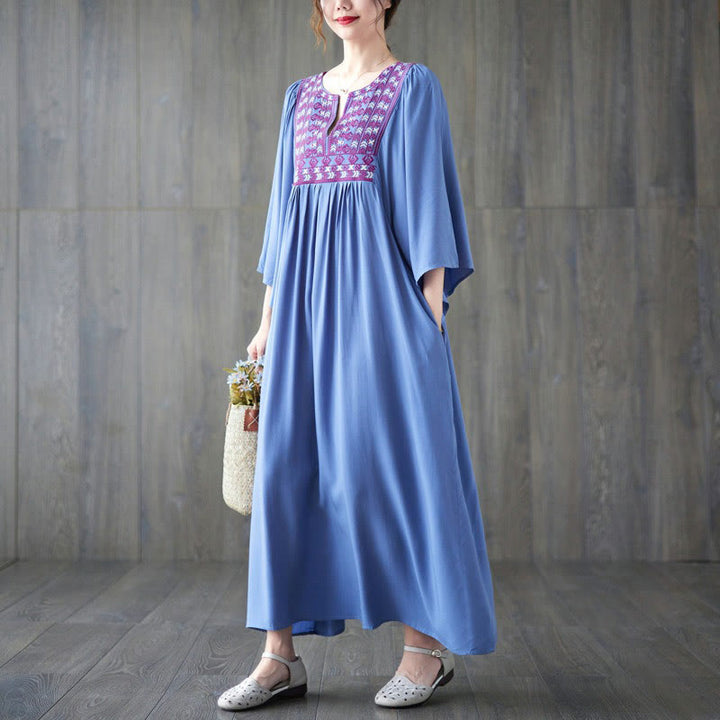 Buddha Stones刺繍入りノッチラッフルヘムミディドレス（ポケット付き） - image 16