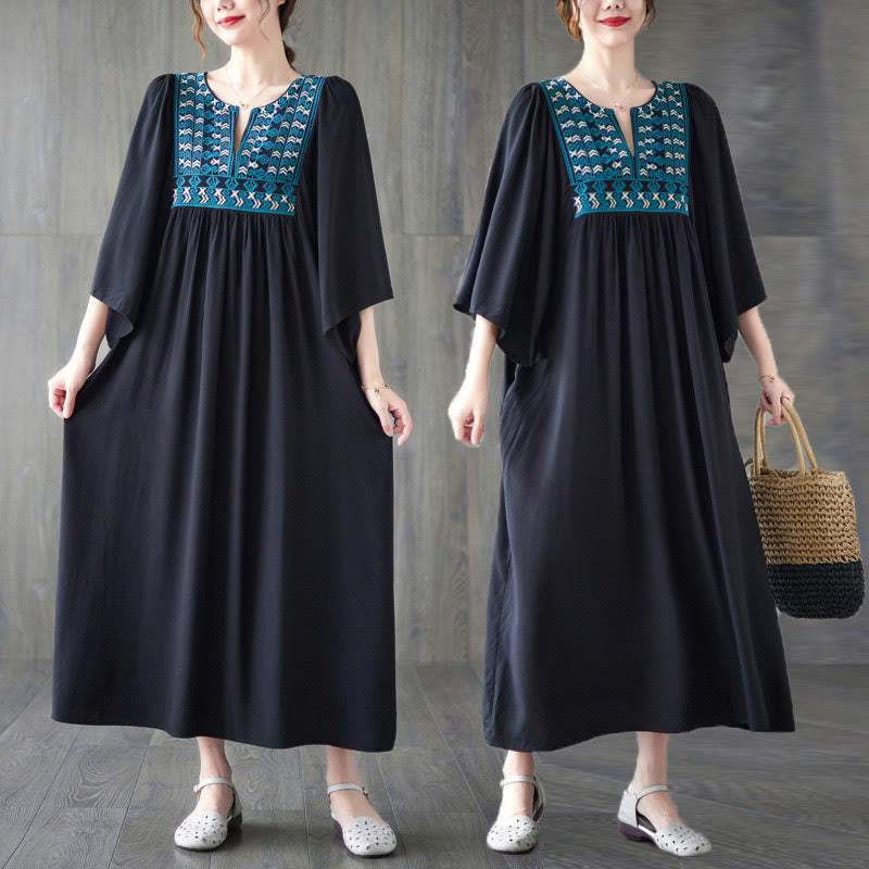 Buddha Stones刺繍入りノッチラッフルヘムミディドレス（ポケット付き） - image 27