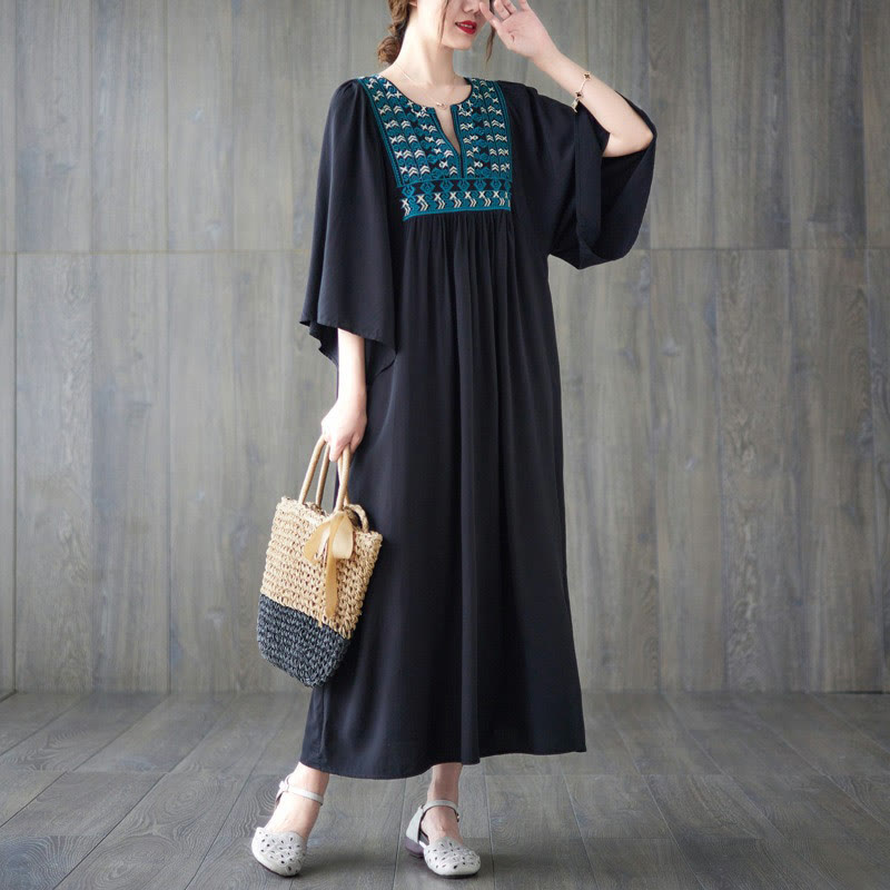 Buddha Stones刺繍入りノッチラッフルヘムミディドレス（ポケット付き） - image 22