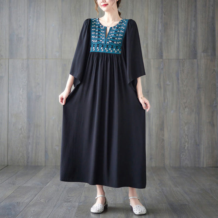 Buddha Stones刺繍入りノッチラッフルヘムミディドレス（ポケット付き） - image 23