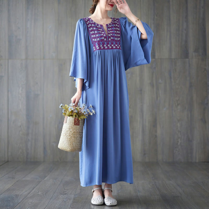 Buddha Stones刺繍入りノッチラッフルヘムミディドレス（ポケット付き） - image 20