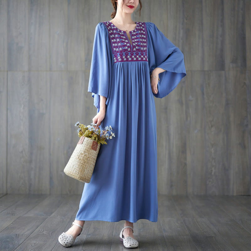 Buddha Stones刺繍入りノッチラッフルヘムミディドレス（ポケット付き） - image 19