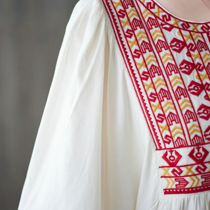 Buddha Stones刺繍入りノッチラッフルヘムミディドレス（ポケット付き） - image 7