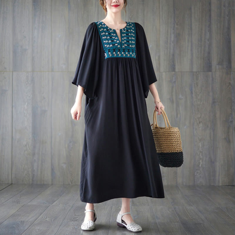 Buddha Stones刺繍入りノッチラッフルヘムミディドレス（ポケット付き） - image 25