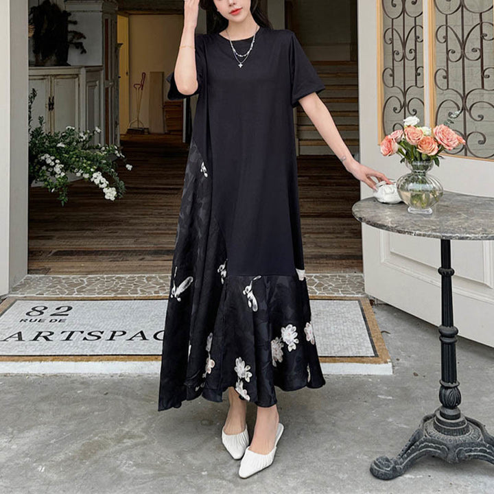 Buddha Stonesカジュアルフラワージャカード半袖Tシャツ ミディドレス - image 7