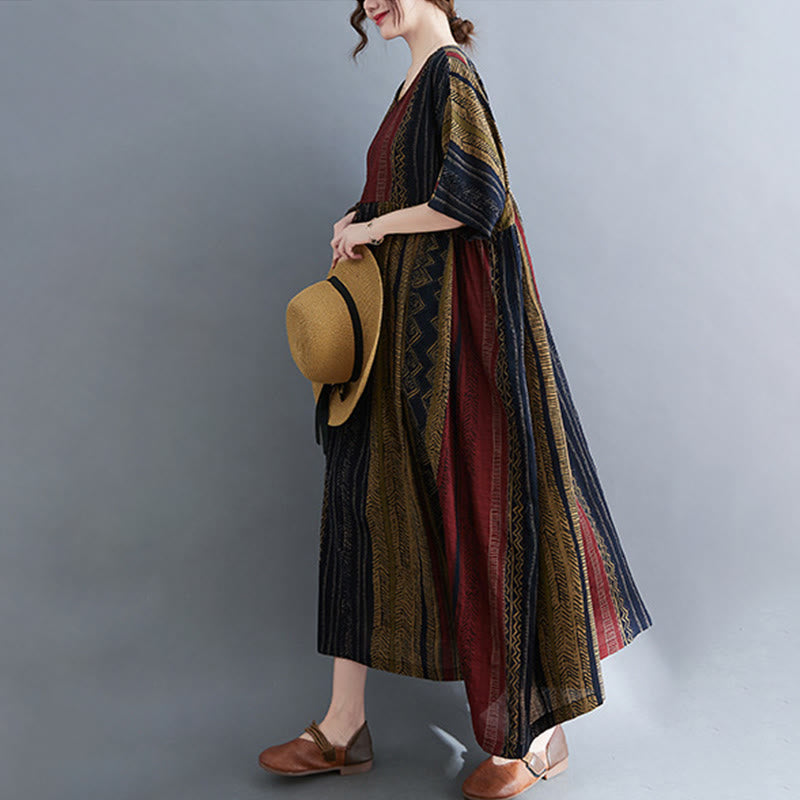 Buddha Stonesボヘミアン ジオメトリック 半袖 ミディドレス ポケット付き - image 17