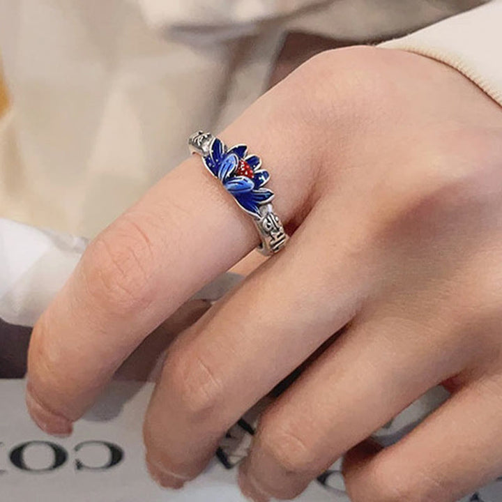 Buddha Stones925 スターリングシルバーオーム・マニ・パドメ・フムロータスレリーフ ピースリング - image 3