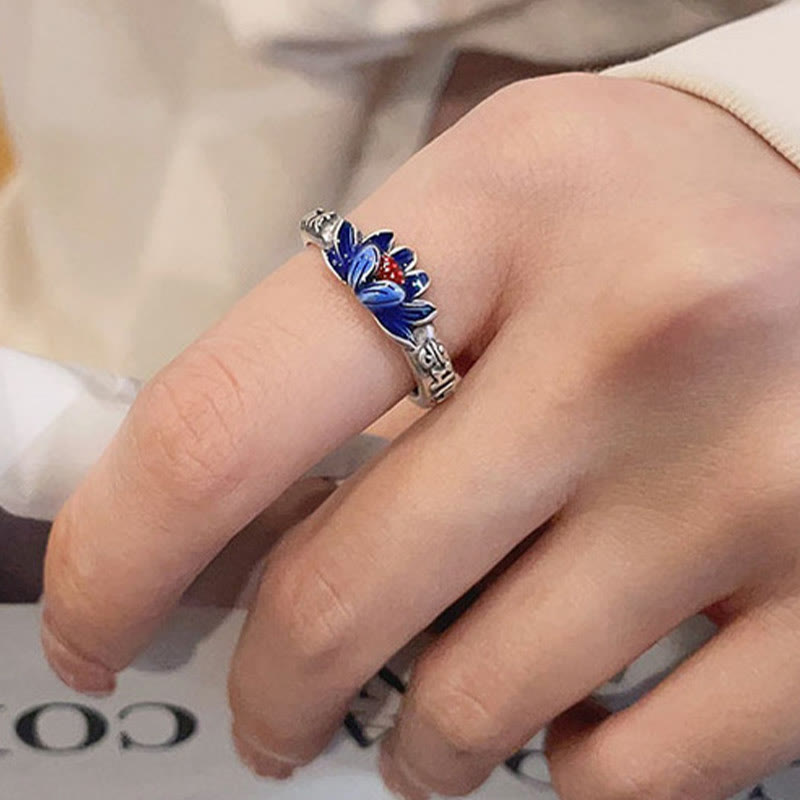 Buddha Stones925 スターリングシルバーオーム・マニ・パドメ・フムロータスレリーフ ピースリング - image 3