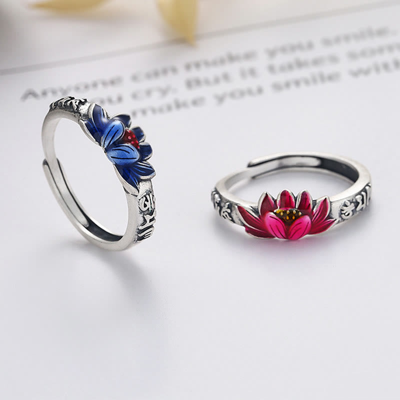 Buddha Stones925 スターリングシルバーオーム・マニ・パドメ・フムロータスレリーフ ピースリング - image 0