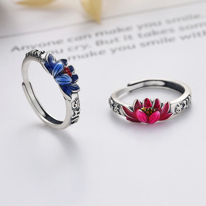 Buddha Stones925 スターリングシルバーオーム・マニ・パドメ・フムロータスレリーフ ピースリング - image 0