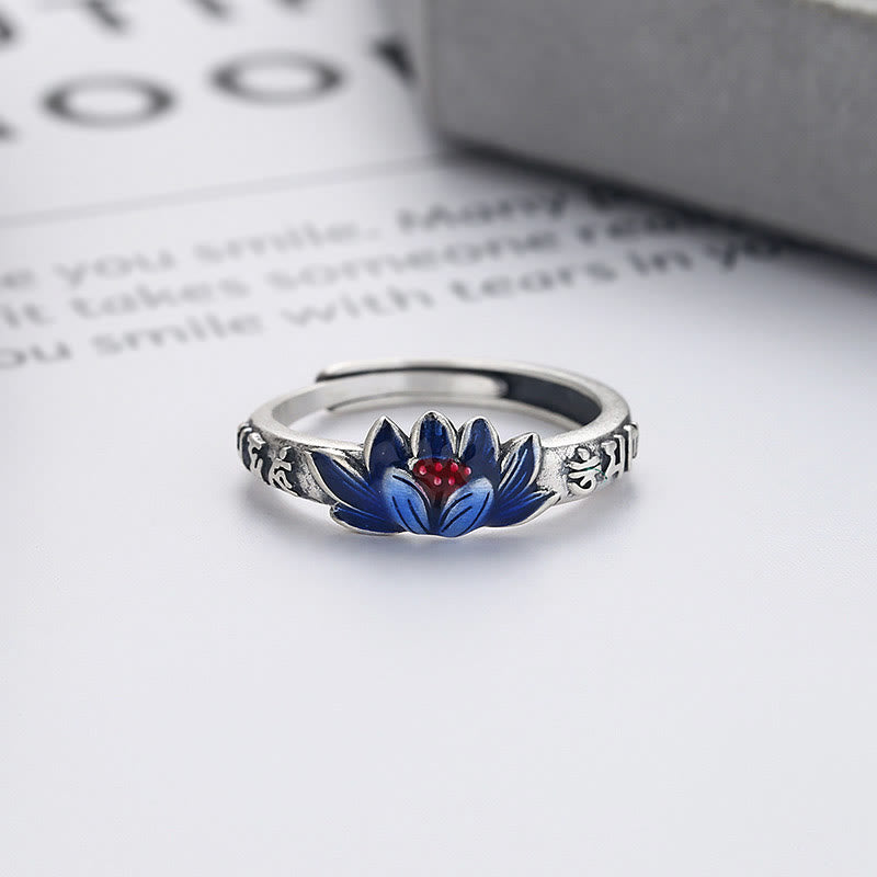 Buddha Stones925 スターリングシルバーオーム・マニ・パドメ・フムロータスレリーフ ピースリング - image 2