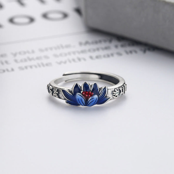 Buddha Stones925 スターリングシルバーオーム・マニ・パドメ・フムロータスレリーフ ピースリング - image 2