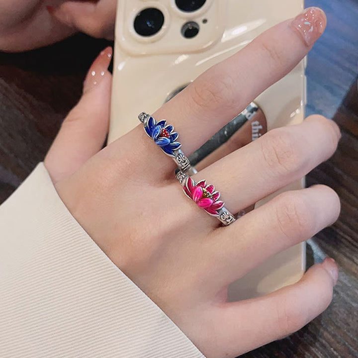 Buddha Stones925 スターリングシルバーオーム・マニ・パドメ・フムロータスレリーフ ピースリング