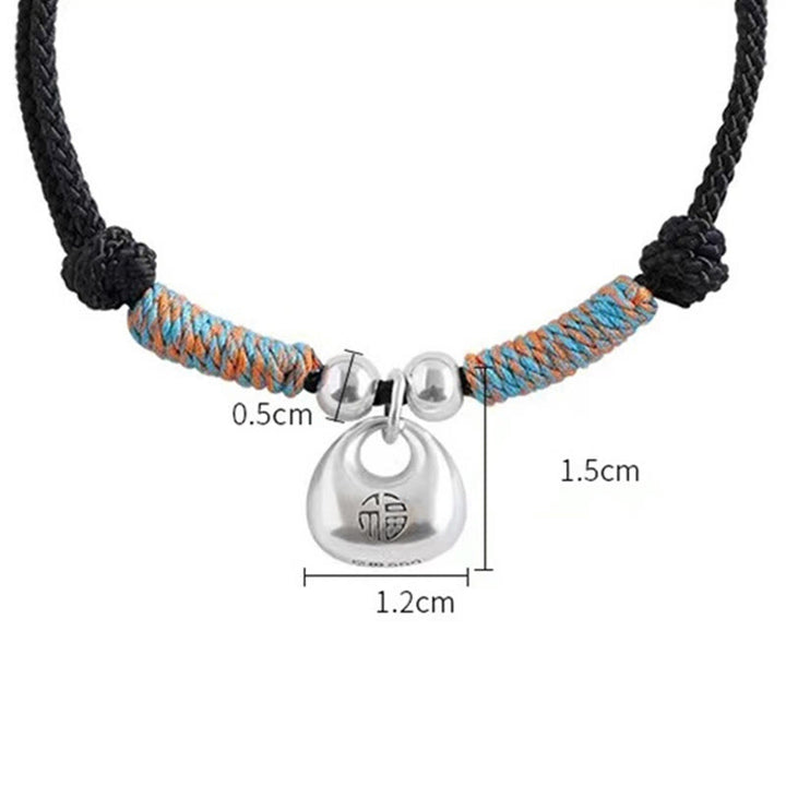 Buddha Stonesハンドメイド925スターリングシルバーフーキャラクター安全と幸運編みブレスレット