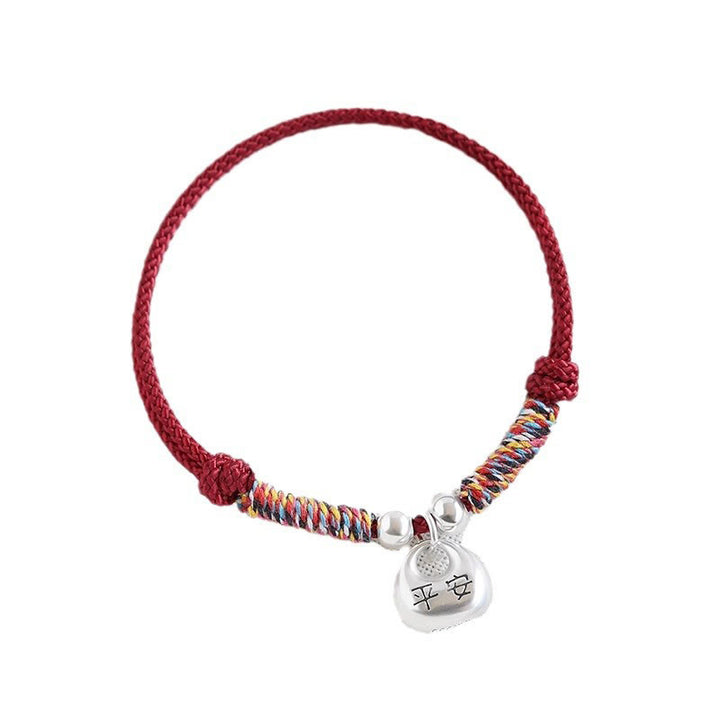 Buddha Stonesハンドメイド925スターリングシルバーフーキャラクター安全と幸運編みブレスレット