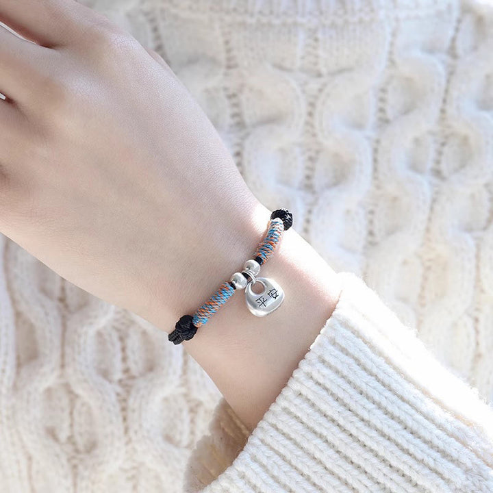 Buddha Stonesハンドメイド925スターリングシルバーフーキャラクター安全と幸運編みブレスレット - image 2