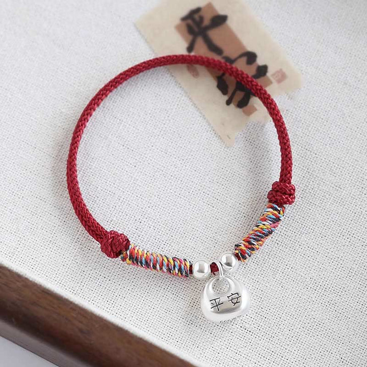 Buddha Stonesハンドメイド925スターリングシルバーフーキャラクター安全と幸運編みブレスレット