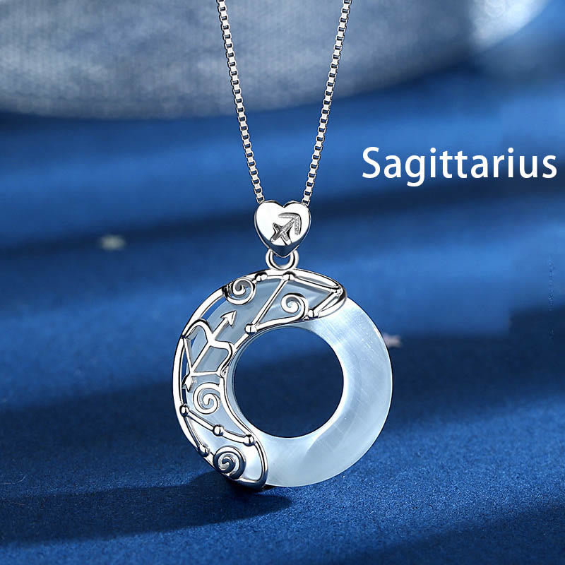 Buddha Stones925スターリングシルバー 12星座キャッツアイ 愛のサポートネックレスペンダント