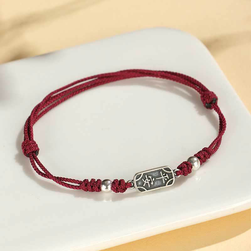 Buddha Stonesハンドメイド 925 スターリングシルバー 平和と喜び 安全と幸福の守り 編み込みブレスレット