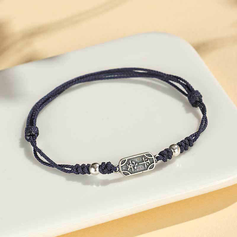 Buddha Stonesハンドメイド 925 スターリングシルバー 平和と喜び 安全と幸福の守り 編み込みブレスレット