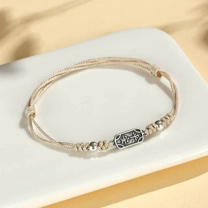 Buddha Stonesハンドメイド 925 スターリングシルバー 平和と喜び 安全と幸福の守り 編み込みブレスレット