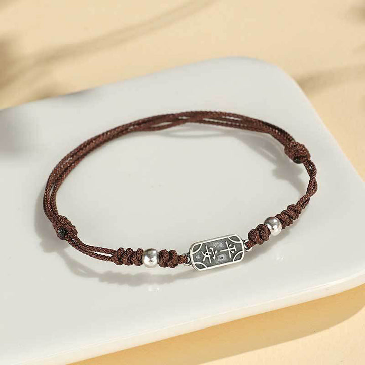 Buddha Stonesハンドメイド 925 スターリングシルバー 平和と喜び 安全と幸福の守り 編み込みブレスレット