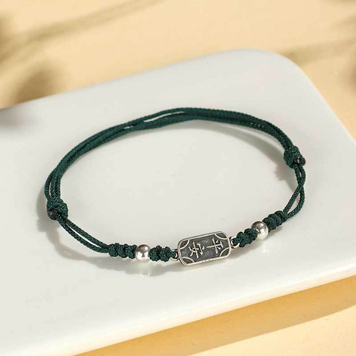 Buddha Stonesハンドメイド 925 スターリングシルバー 平和と喜び 安全と幸福の守り 編み込みブレスレット