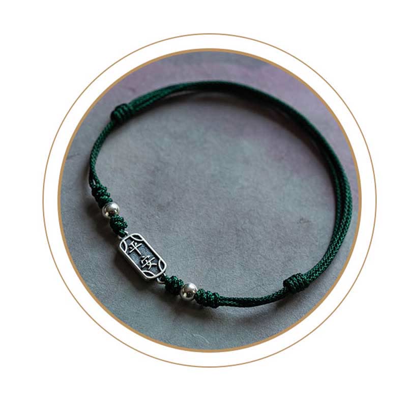 Buddha Stonesハンドメイド 925 スターリングシルバー 平和と喜び 安全と幸福の守り 編み込みブレスレット