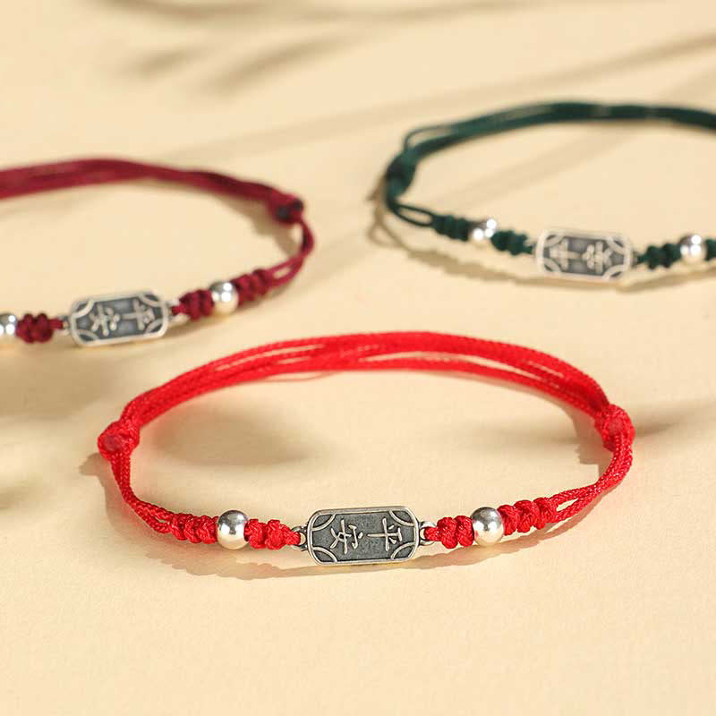 Buddha Stonesハンドメイド 925 スターリングシルバー 平和と喜び 安全と幸福の守り 編み込みブレスレット