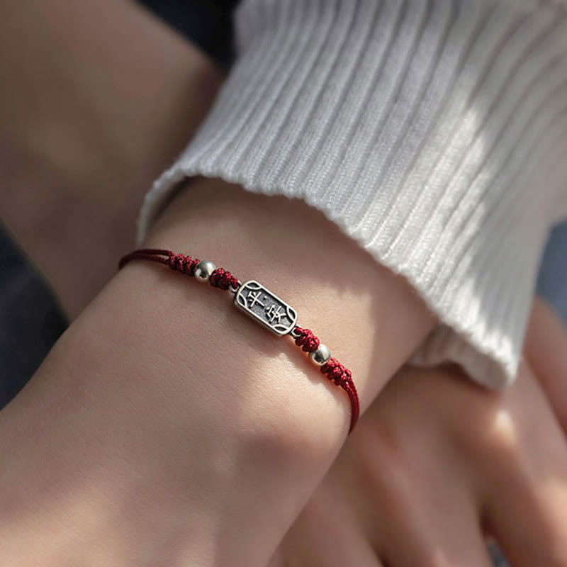Buddha Stonesハンドメイド 925 スターリングシルバー 平和と喜び 安全と幸福の守り 編み込みブレスレット