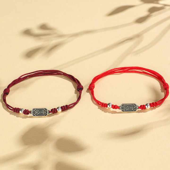 Buddha Stonesハンドメイド 925 スターリングシルバー 平和と喜び 安全と幸福の守り 編み込みブレスレット