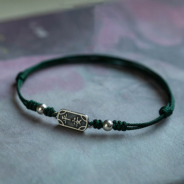 Buddha Stonesハンドメイド 925 スターリングシルバー 平和と喜び 安全と幸福の守り 編み込みブレスレット