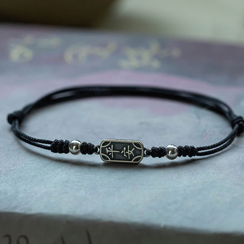 Buddha Stonesハンドメイド 925 スターリングシルバー 平和と喜び 安全と幸福の守り 編み込みブレスレット