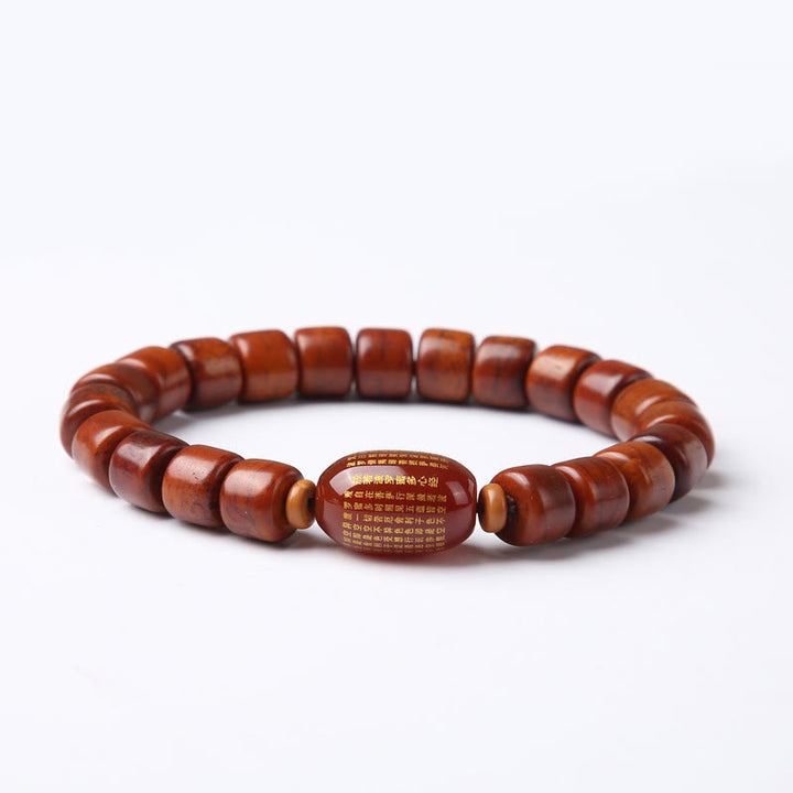 Buddha Stonesチベット骨ビーズ 三目ビーズ 羊の角 赤瑪瑙 強さのブレスレット