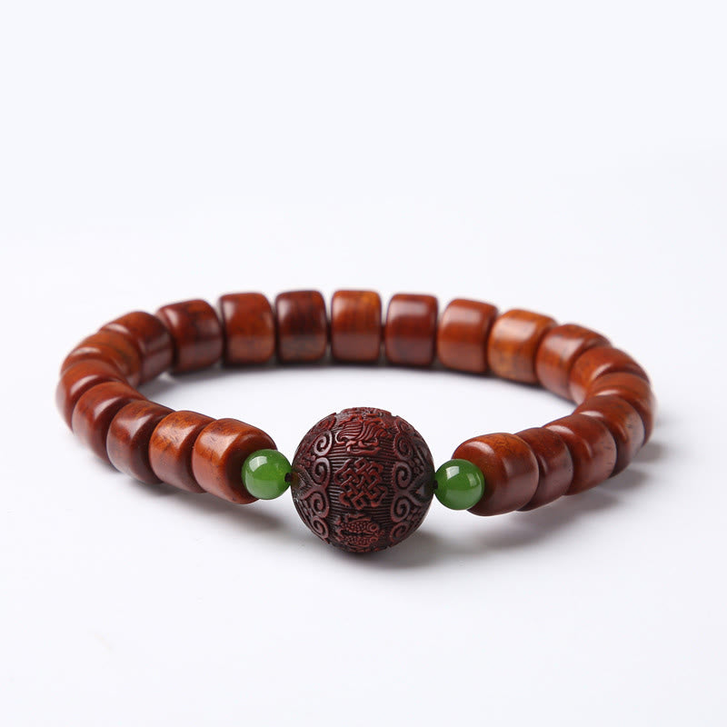 Buddha Stonesチベット骨ビーズ 三目ビーズ 羊の角 赤瑪瑙 強さのブレスレット