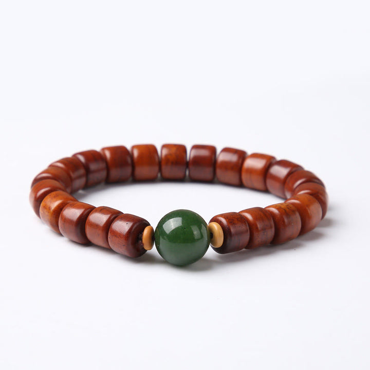 Buddha Stonesチベット骨ビーズ 三目ビーズ 羊の角 赤瑪瑙 強さのブレスレット