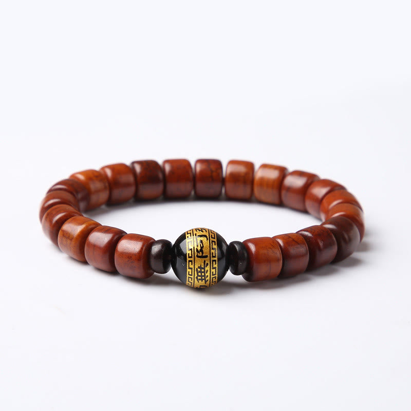 Buddha Stonesチベット骨ビーズ 三目ビーズ 羊の角 赤瑪瑙 強さのブレスレット