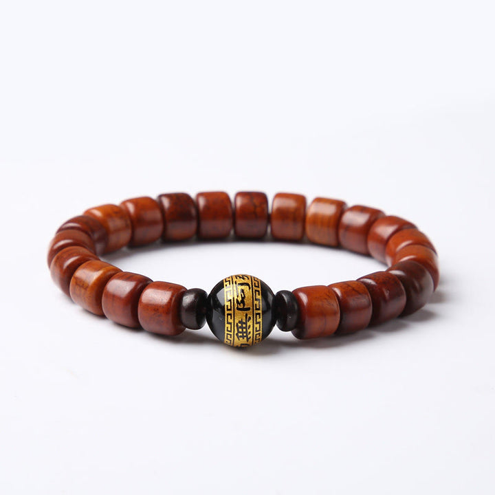 Buddha Stonesチベット骨ビーズ 三目ビーズ 羊の角 赤瑪瑙 強さのブレスレット