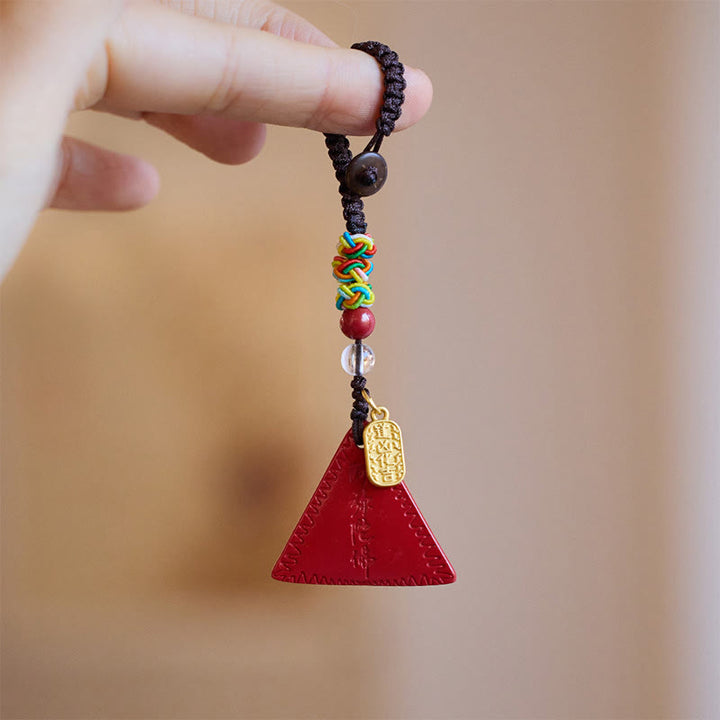 Buddha Stones辰砂 三角形 魔除け キーホルダー