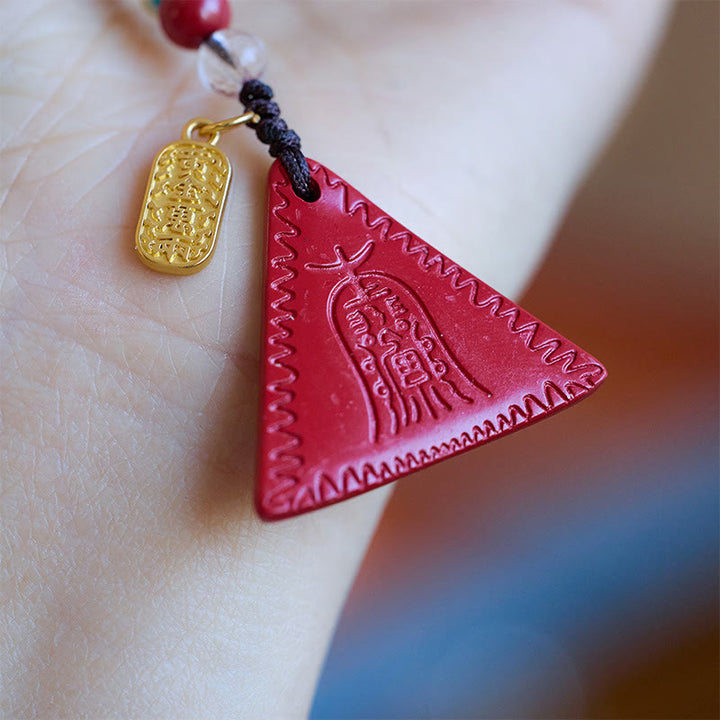 Buddha Stones辰砂 三角形 魔除け キーホルダー