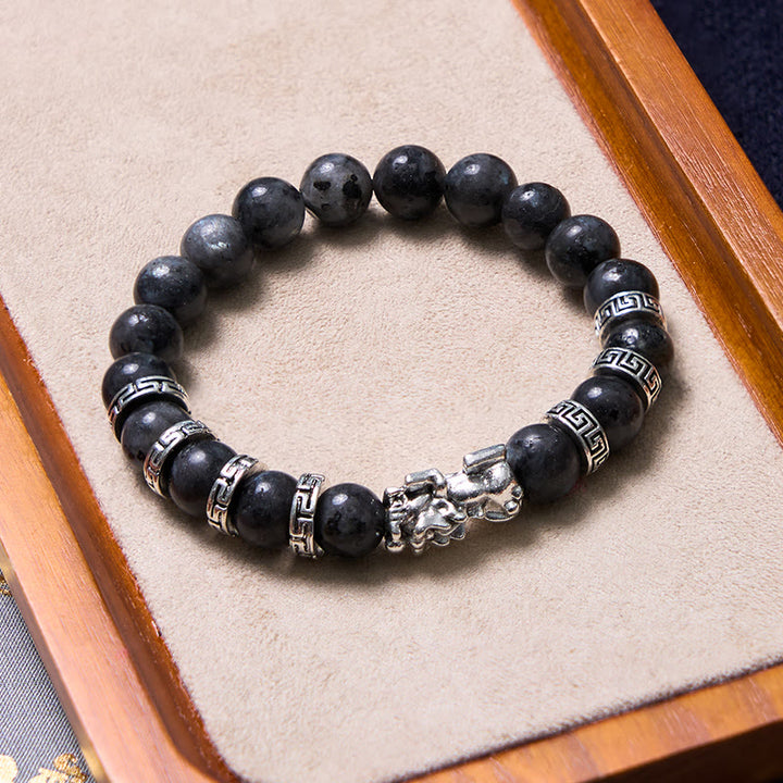 Buddha Stonesブラックグリッターストーン 貔貅パワーブレスレット