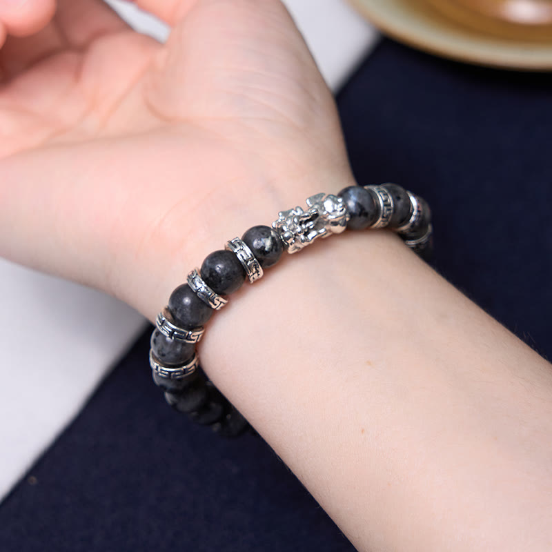 Buddha Stonesブラックグリッターストーン 貔貅パワーブレスレット