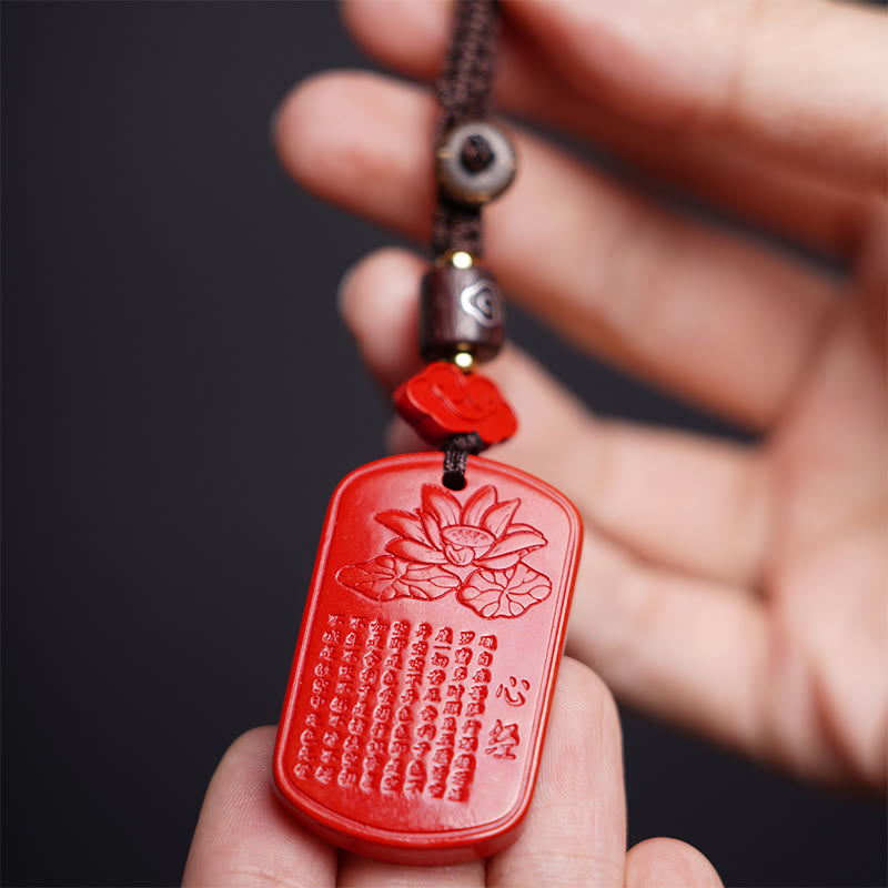 Buddha Stones天然辰砂 般若心経 祝福キーホルダー