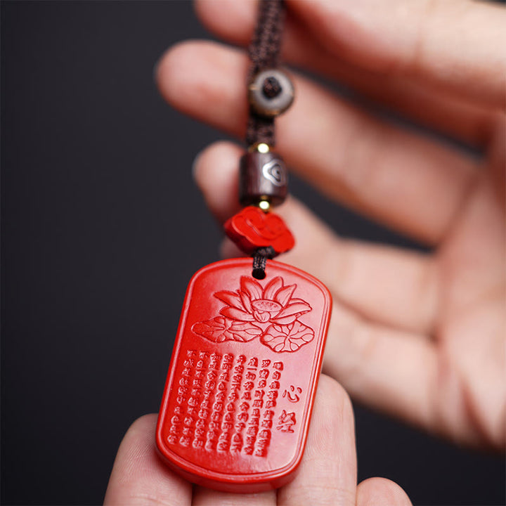 Buddha Stones天然辰砂 般若心経 祝福キーホルダー