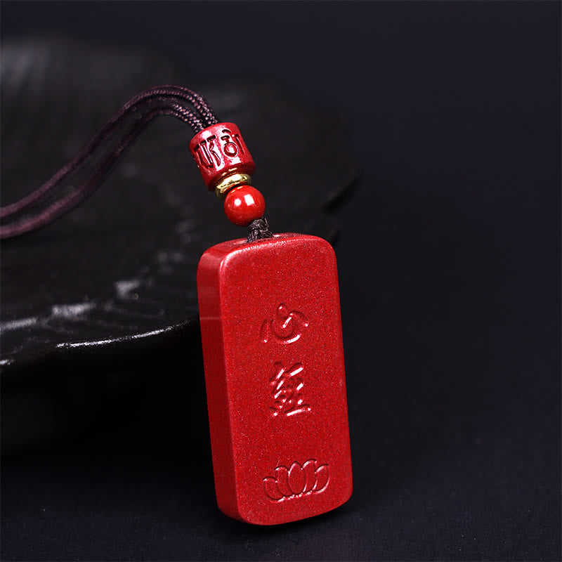Buddha Stones辰砂 蓮華 般若心経 刻印入り 祝福 ロープ ネックレス ペンダント - 法華般若心経文字 42.8×20.2×7.8mm - image 11