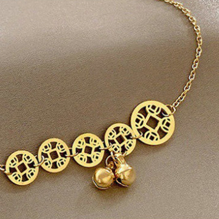 Buddha Stones、銅貨、ベルチャーム、チタン鋼、強化アンクレット