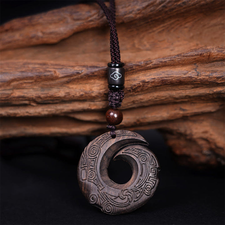 Buddha Stones黒檀 白檀 運気アップ デザイン柄 平和 ネックレス ペンダント