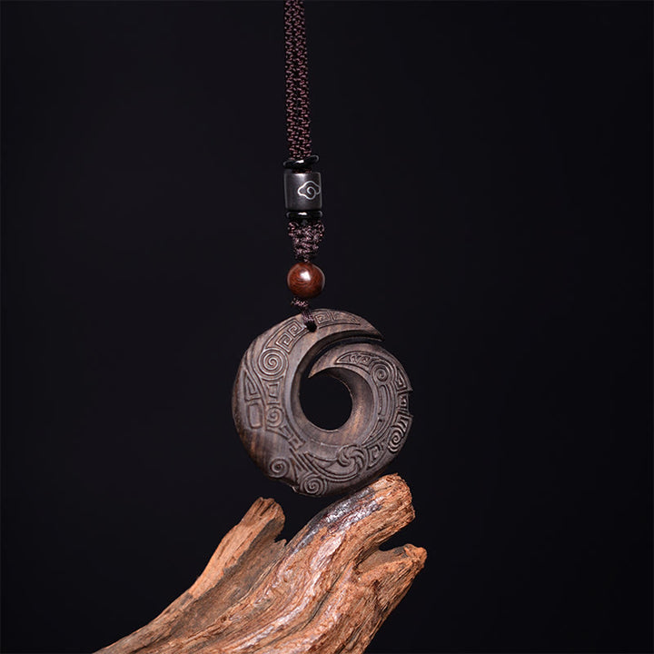 Buddha Stones黒檀 白檀 運気アップ デザイン柄 平和 ネックレス ペンダント